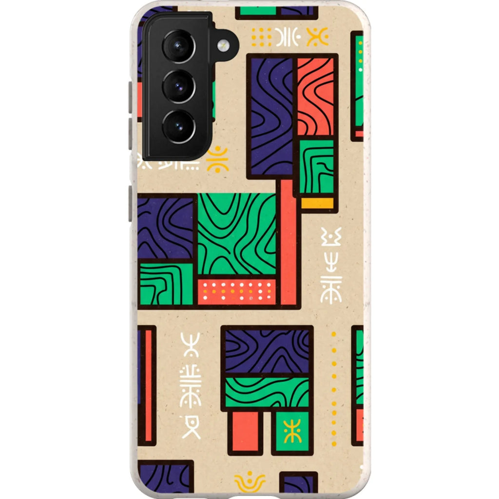 Ankara Blocks on Sand by Ada Okoye — S21 Samsung Galaxy Bio-degradable Case — Finnaij