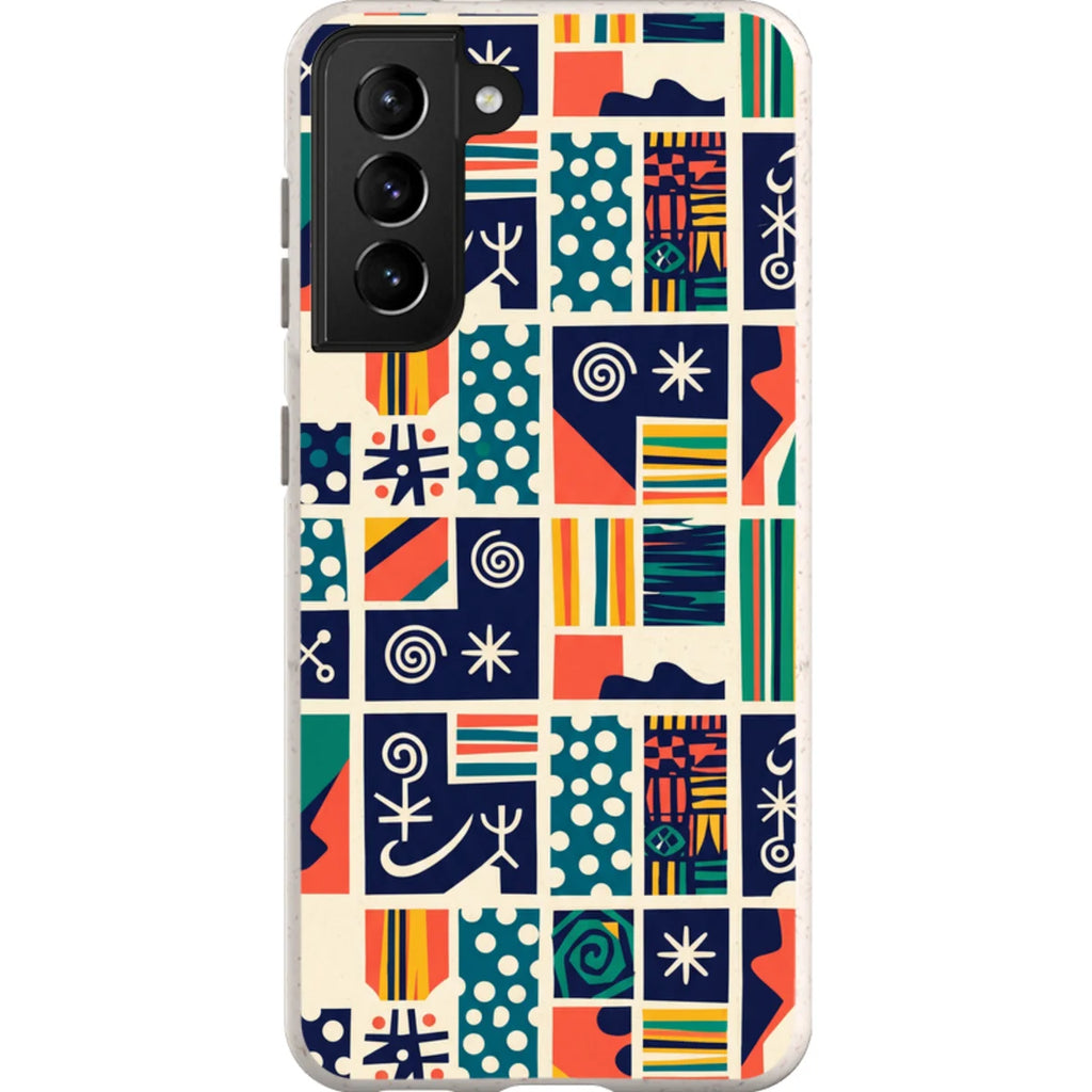 Coastal Indigo Tiles by Ada Okoye — S21 Samsung Galaxy Bio-degradable Case — Finnaij