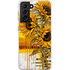 Sunflowers with Abstract Golden Chaos by Frida Lövström — S21 Samsung Galaxy Bio-degradable Case — Finnaij