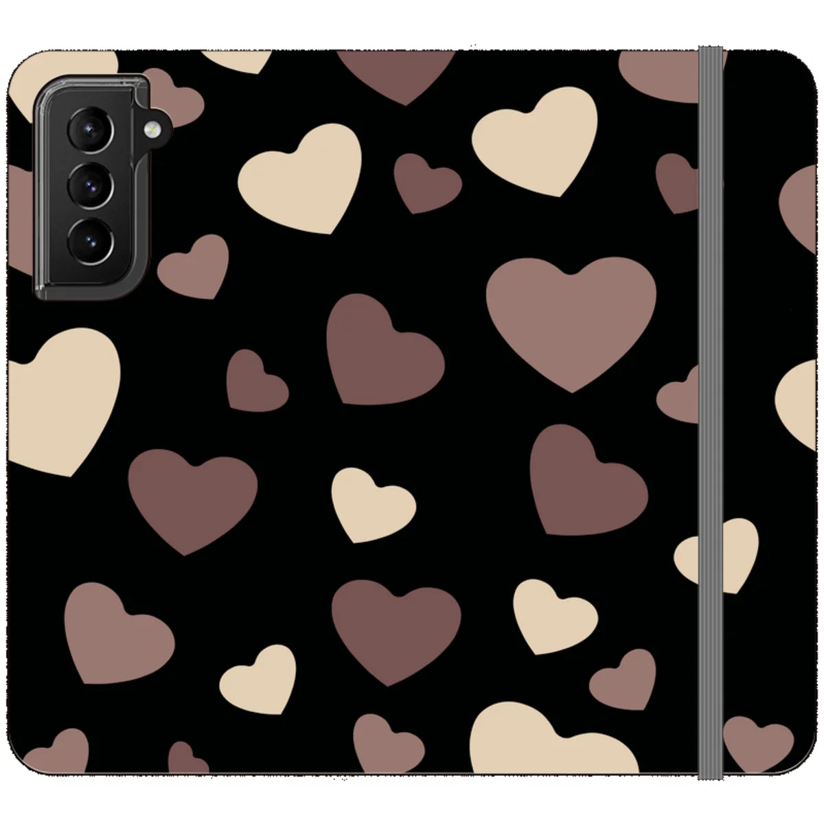 White & Black Hearts Vegan Leather — S21 Wallet Case — Finnaij