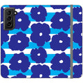 Bold Floral Blue Vegan Leather — S21 Wallet Case — Finnaij