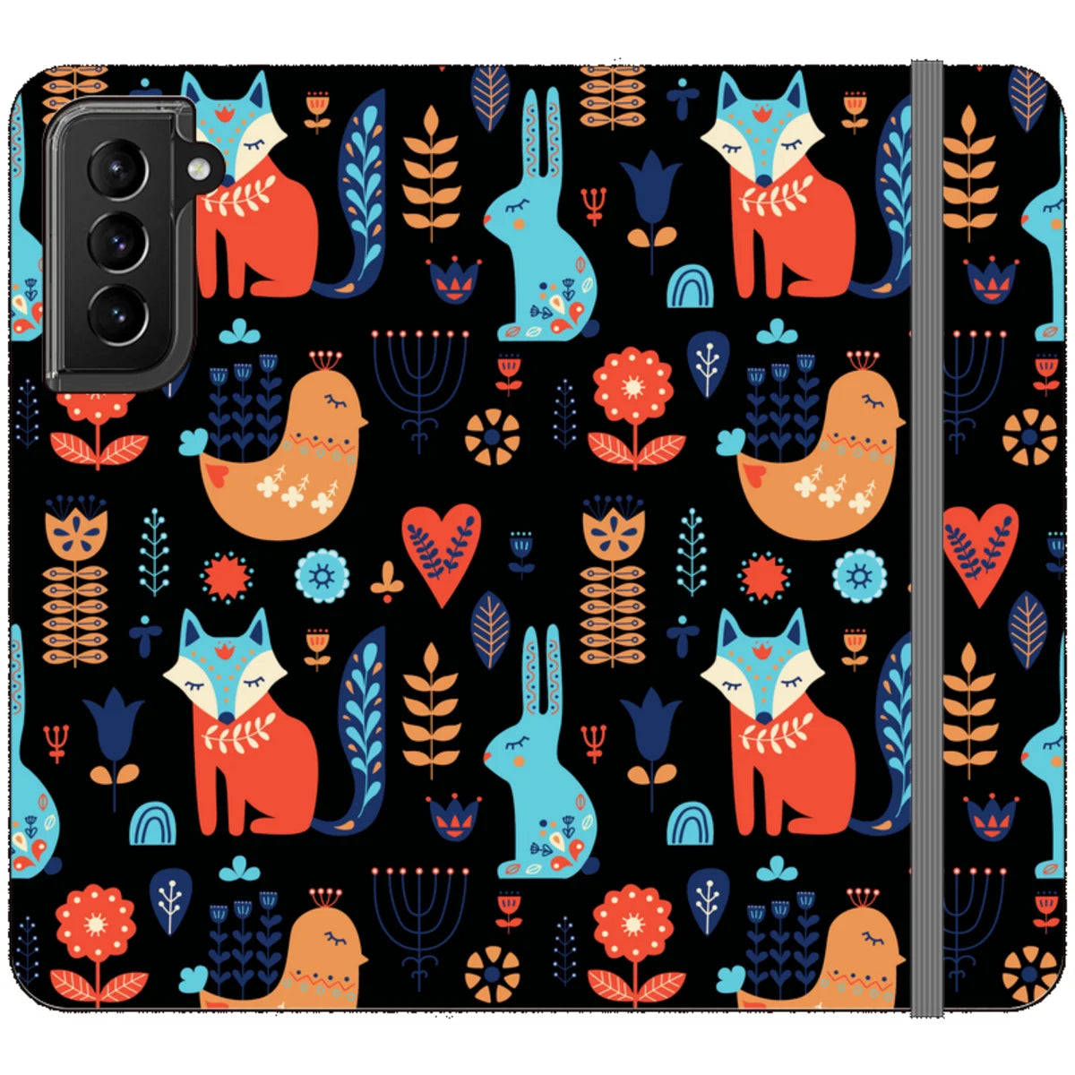 Nordic Ornament Black Vegan Leather — S21 Wallet Case — Finnaij