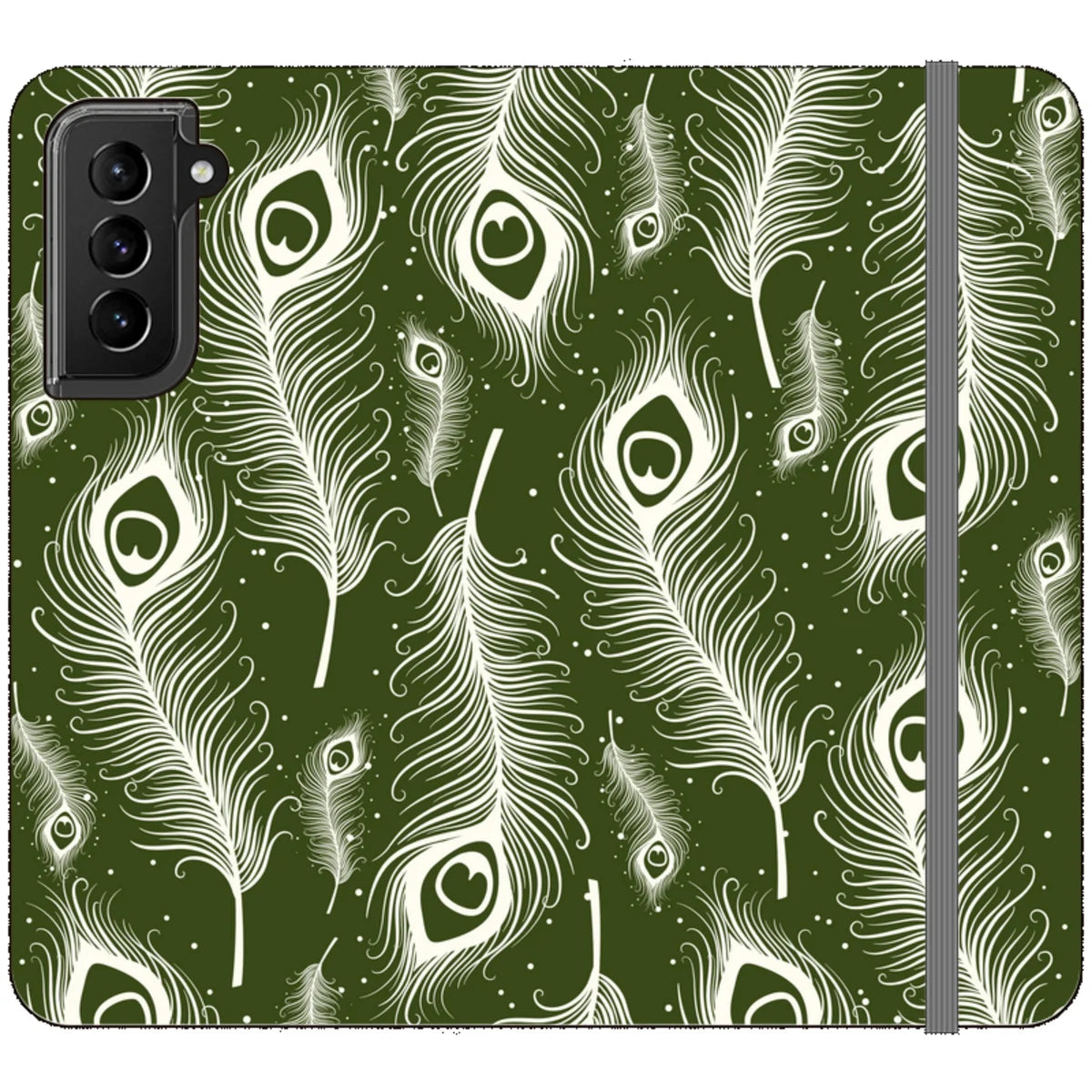 Feathers in Bloom Army Green — S21 Wallet Case — Finnaij