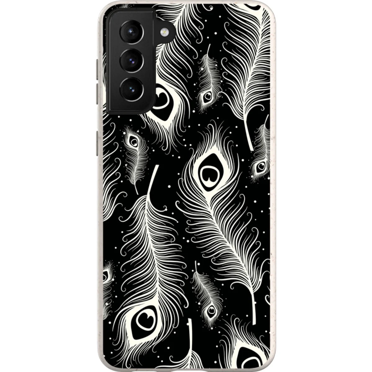 Feathers in Bloom Black — S21 Plus Samsung Galaxy Bio-degradable Case — Finnaij