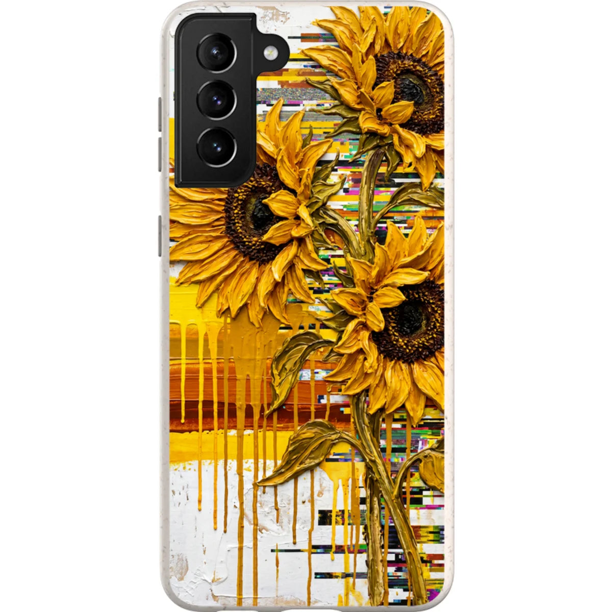 Sunflowers with Abstract Golden Chaos by Frida Lövström — S21 Plus Samsung Galaxy Bio-degradable Case — Finnaij