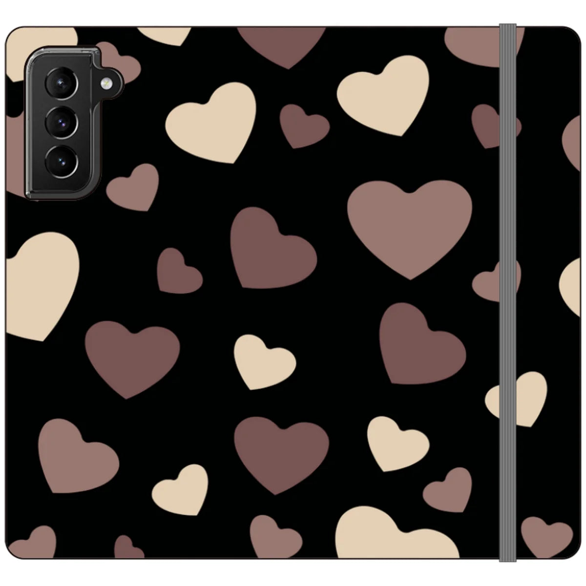 White & Black Hearts Vegan Leather — S21 Plus Wallet Case — Finnaij