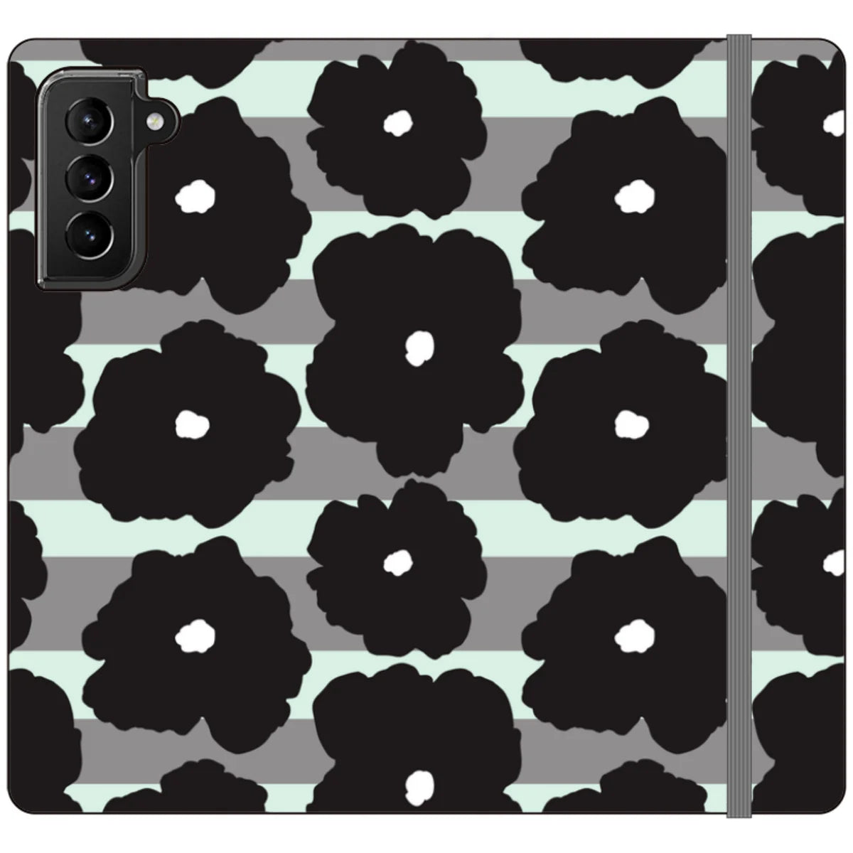 Bold Floral Black — S21 Plus Wallet Case — Finnaij