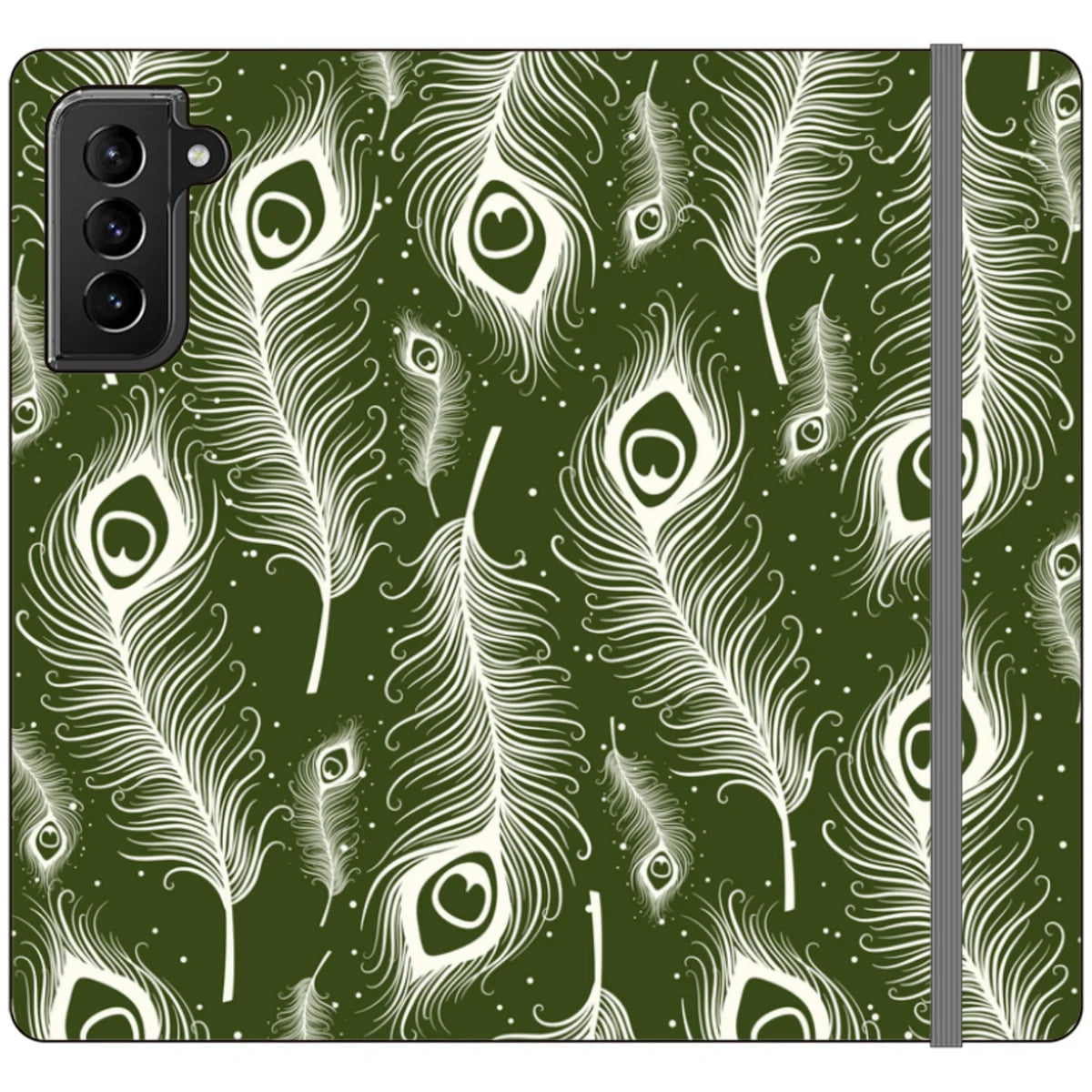 Feathers in Bloom Army Green — S21 Plus Wallet Case — Finnaij
