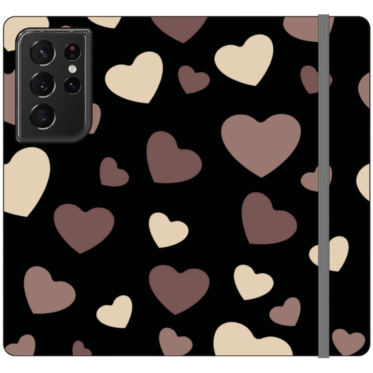 White & Black Hearts Vegan Leather — S21 Ultra Wallet Case — Finnaij