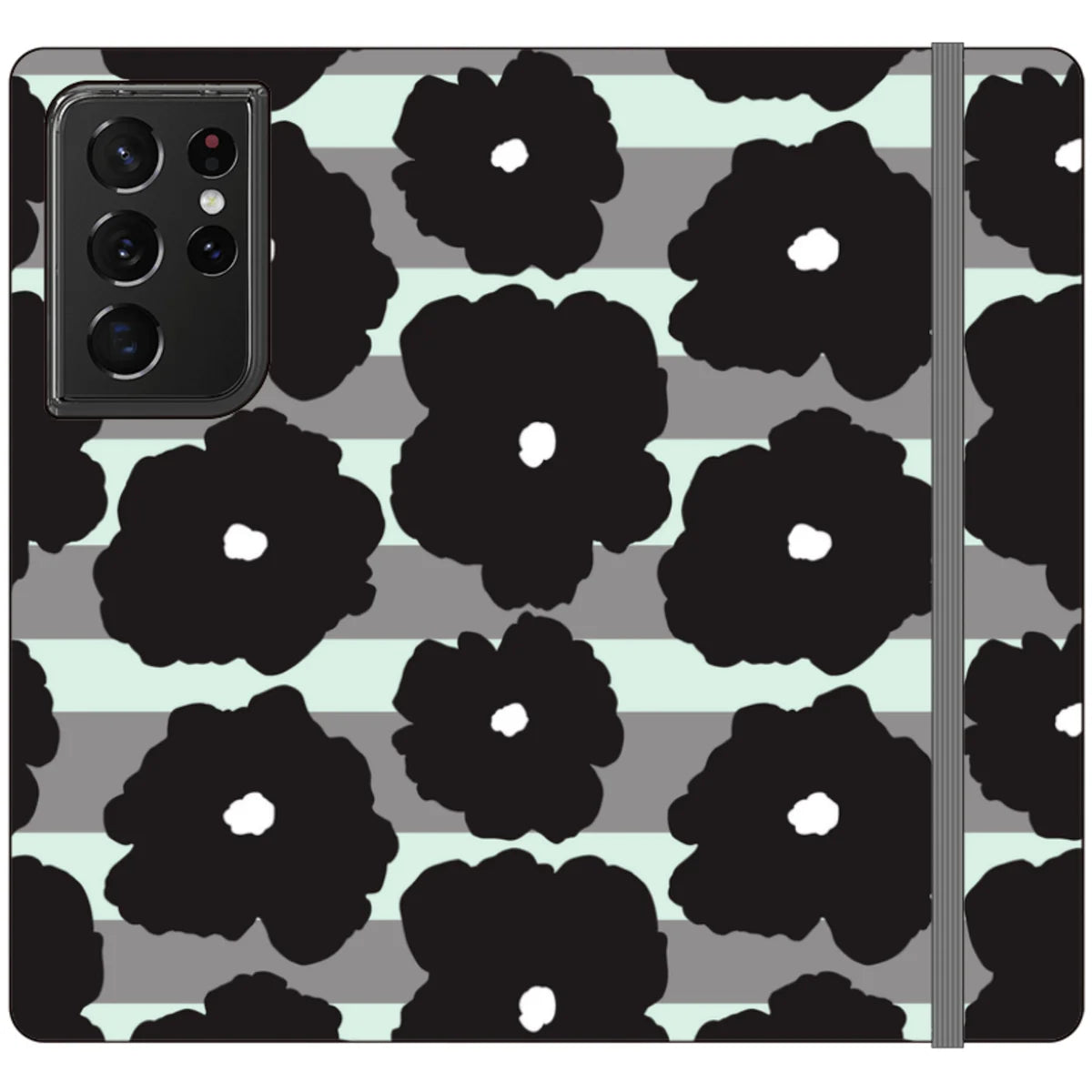 Bold Floral Black — S21 Ultra Wallet Case — Finnaij