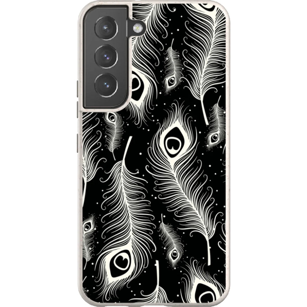 Feathers in Bloom Black — S22 Samsung Galaxy Bio-degradable Case — Finnaij
