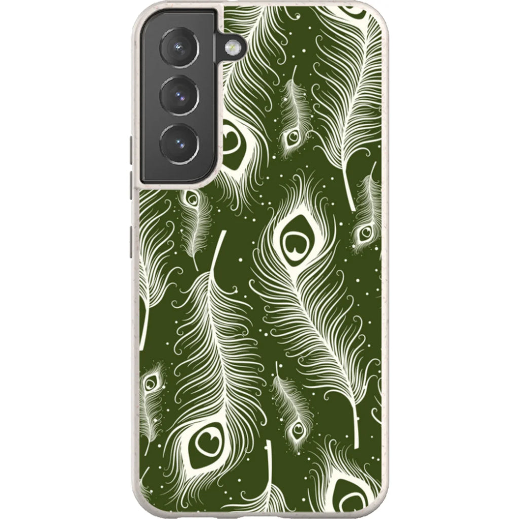 Feathers in Bloom Army Green — S22 Samsung Galaxy Bio-degradable Case — Finnaij