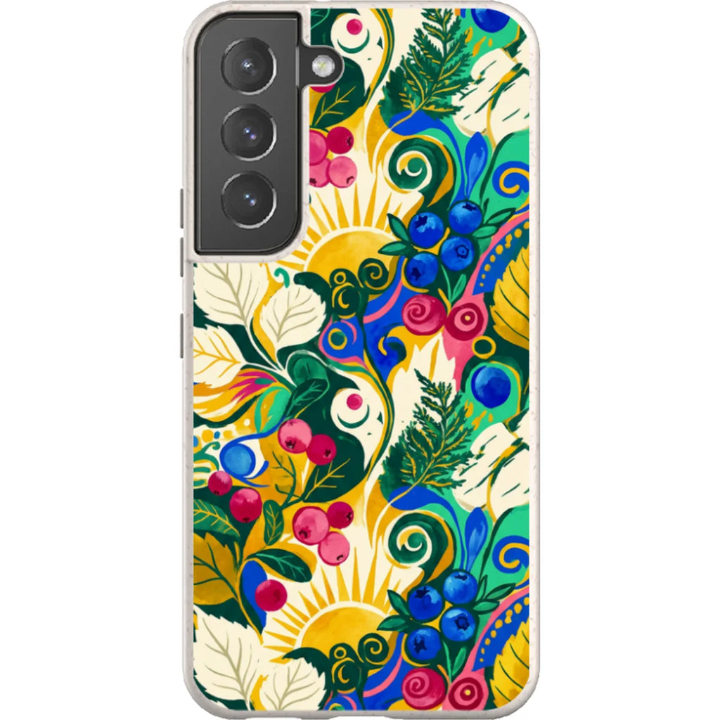 Berry Meadow Glow by Aino Kallio — S22 Samsung Galaxy Bio-degradable Case — Finnaij