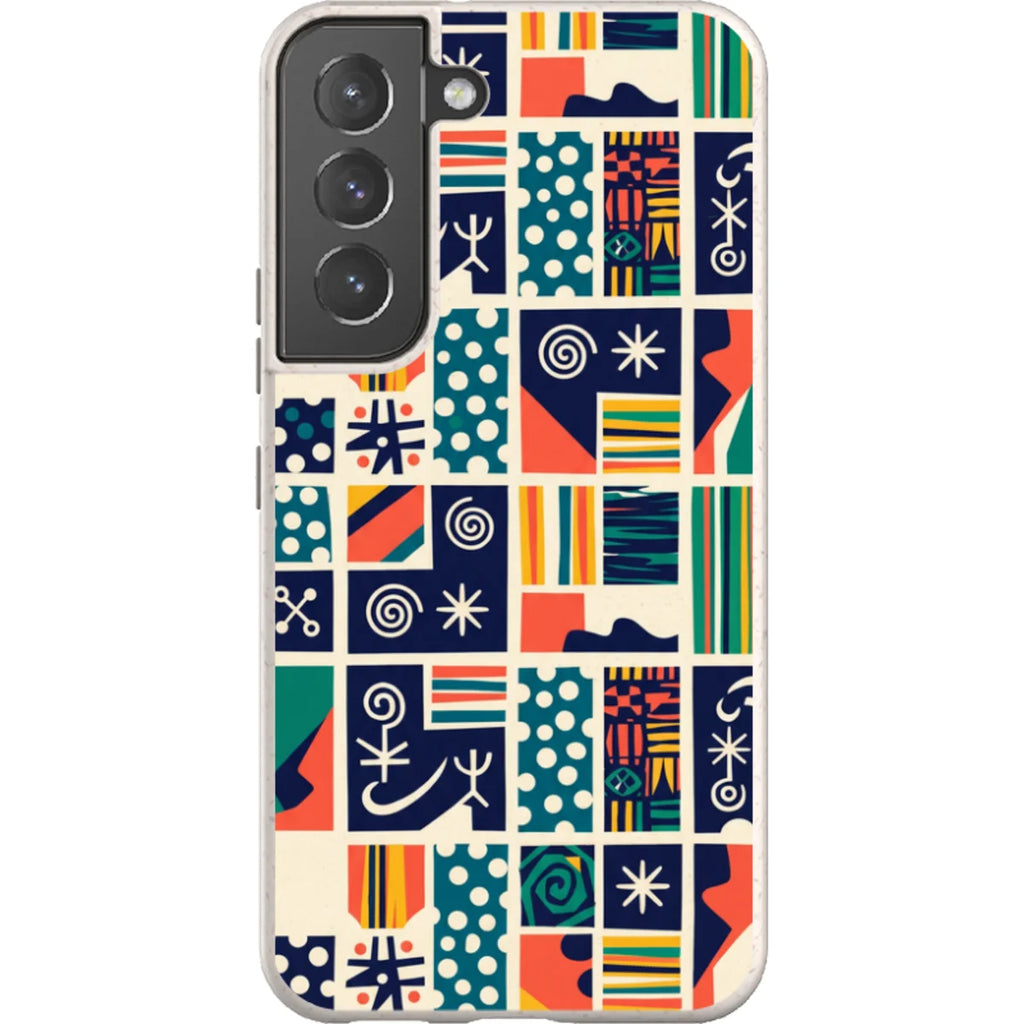 Coastal Indigo Tiles by Ada Okoye — S22 Samsung Galaxy Bio-degradable Case — Finnaij