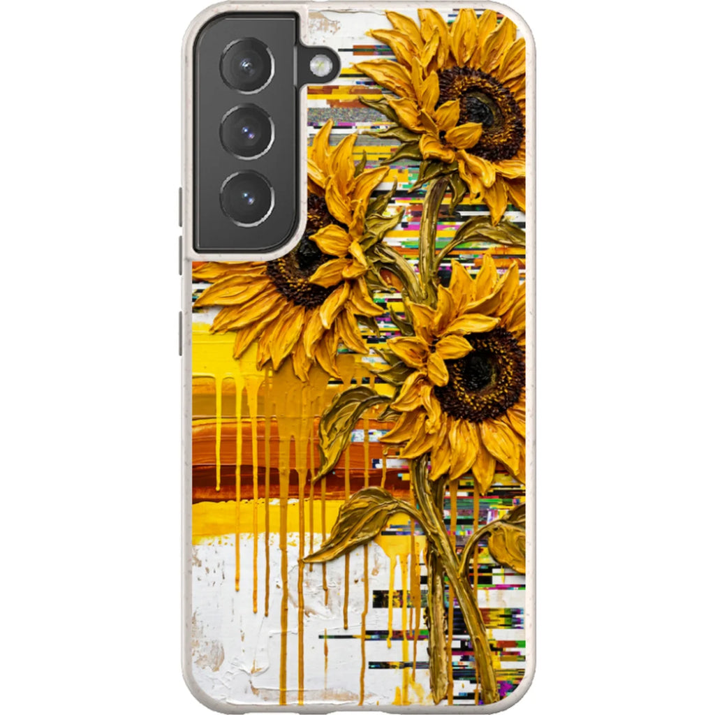 Sunflowers with Abstract Golden Chaos by Frida Lövström — S22 Samsung Galaxy Bio-degradable Case — Finnaij