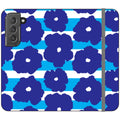 Bold Floral Blue Vegan Leather — S22 Wallet Case — Finnaij