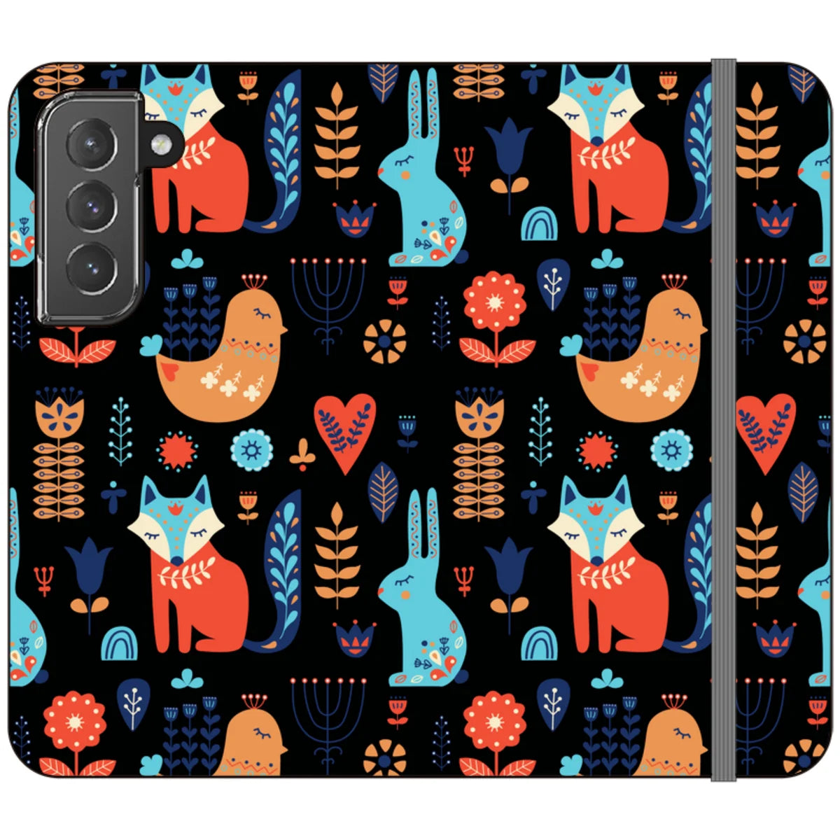 Nordic Ornament Black Vegan Leather — S22 Wallet Case — Finnaij