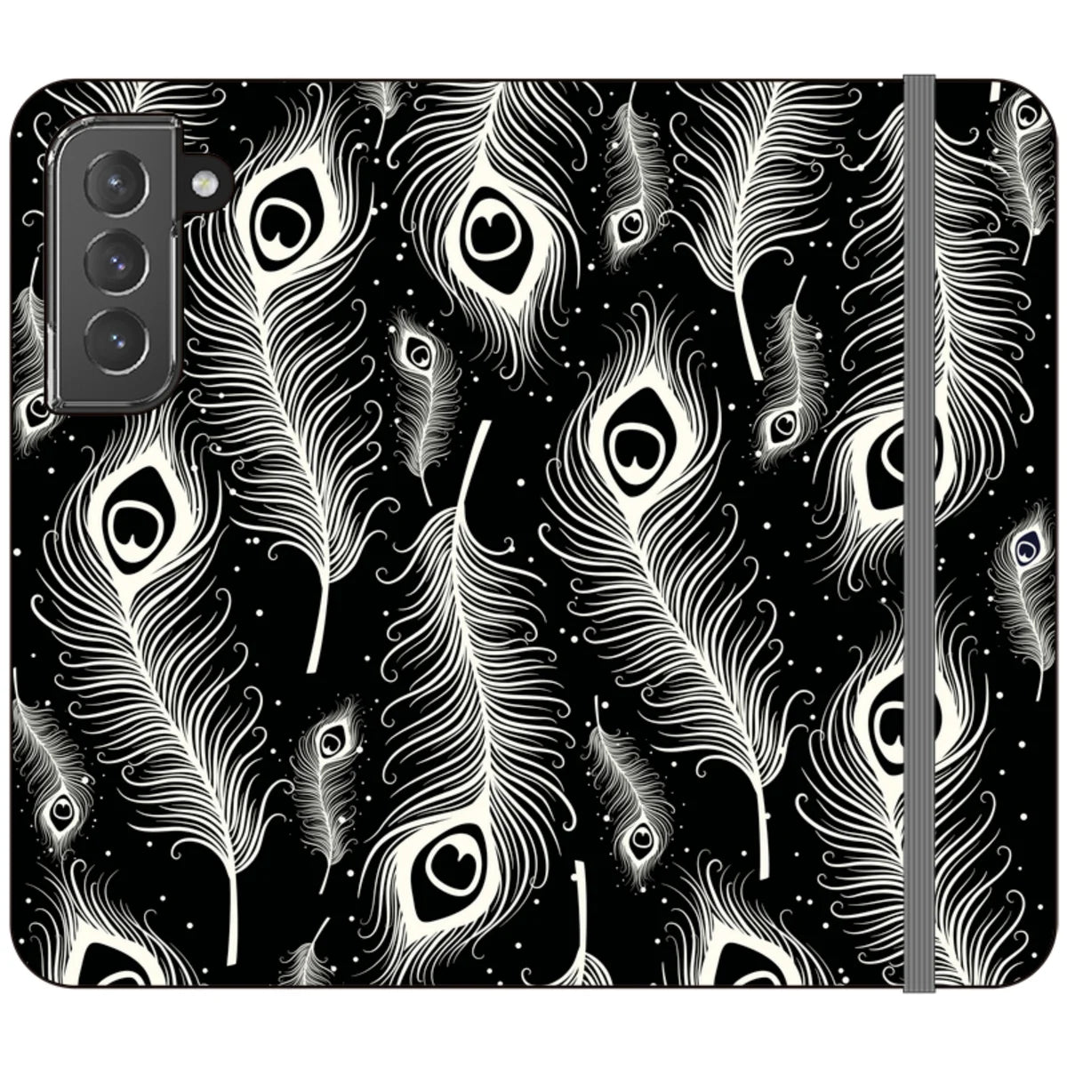 Feathers in Bloom Black — S22 Wallet Case — Finnaij