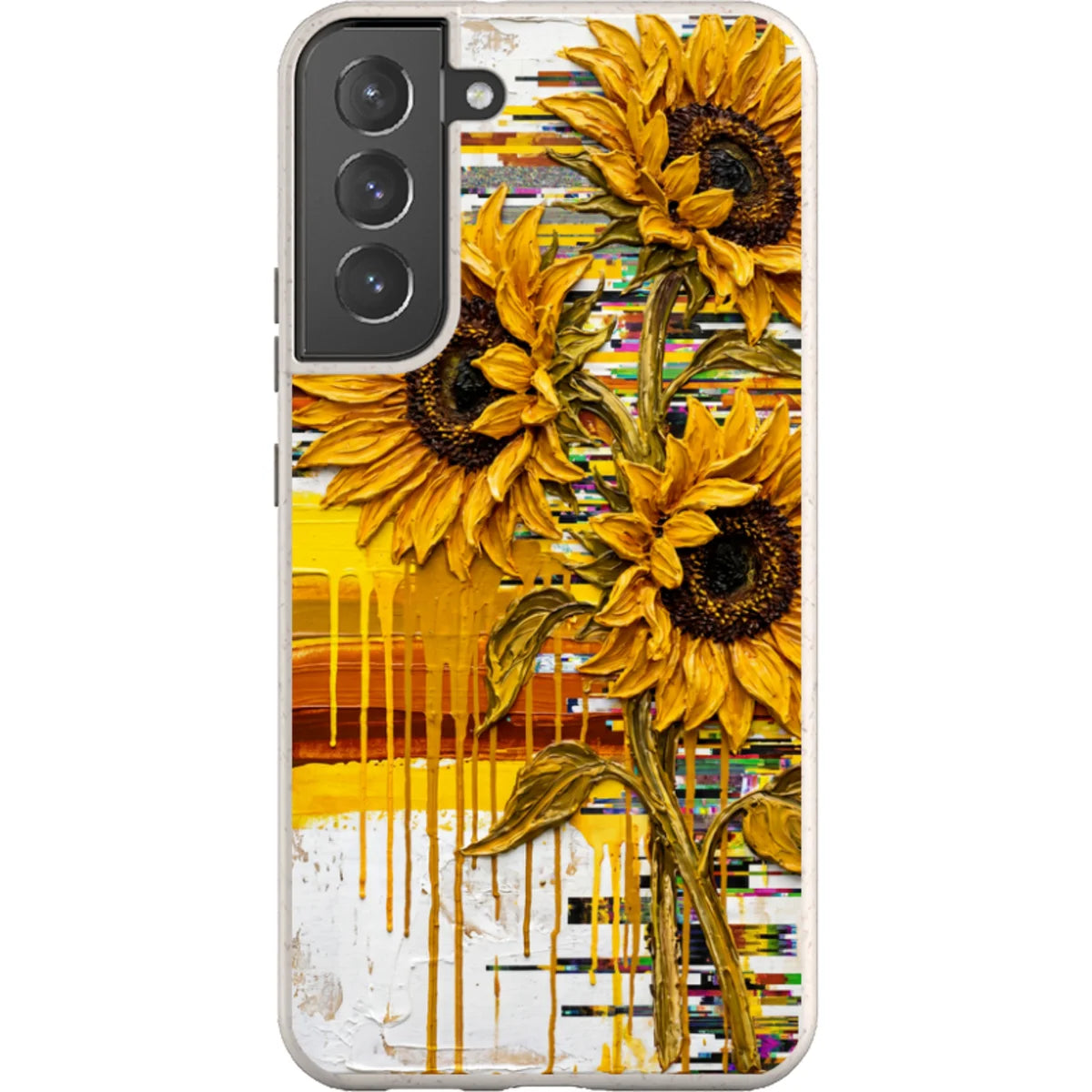 Sunflowers with Abstract Golden Chaos by Frida Lövström — S22 Plus Samsung Galaxy Bio-degradable Case — Finnaij