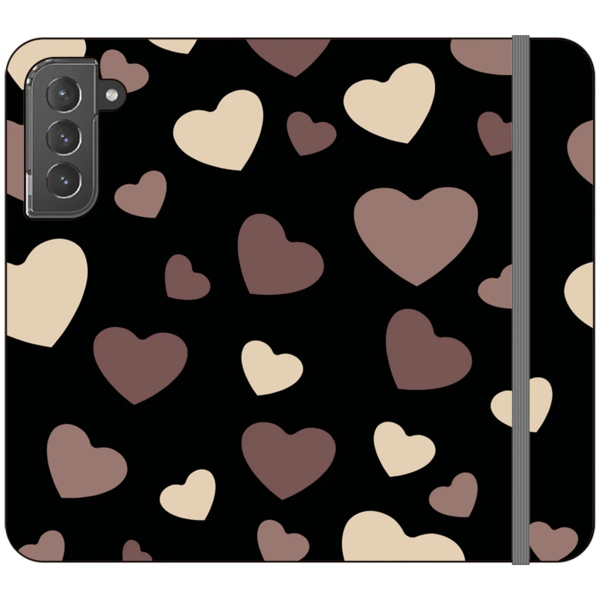 White & Black Hearts Vegan Leather — S22 Plus Wallet Case — Finnaij