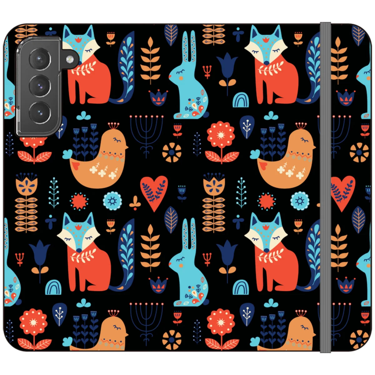Nordic Ornament Black Vegan Leather — S22 Plus Wallet Case — Finnaij