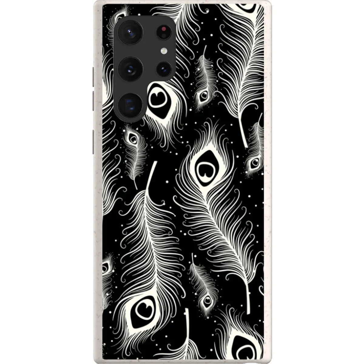 Feathers in Bloom Black — S22 Ultra Samsung Galaxy Bio-degradable Case — Finnaij