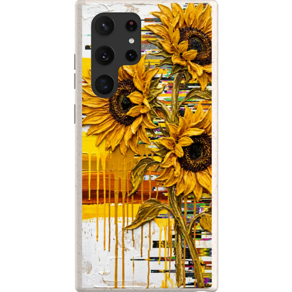 Sunflowers with Abstract Golden Chaos by Frida Lövström — S22 Ultra Samsung Galaxy Bio-degradable Case — Finnaij