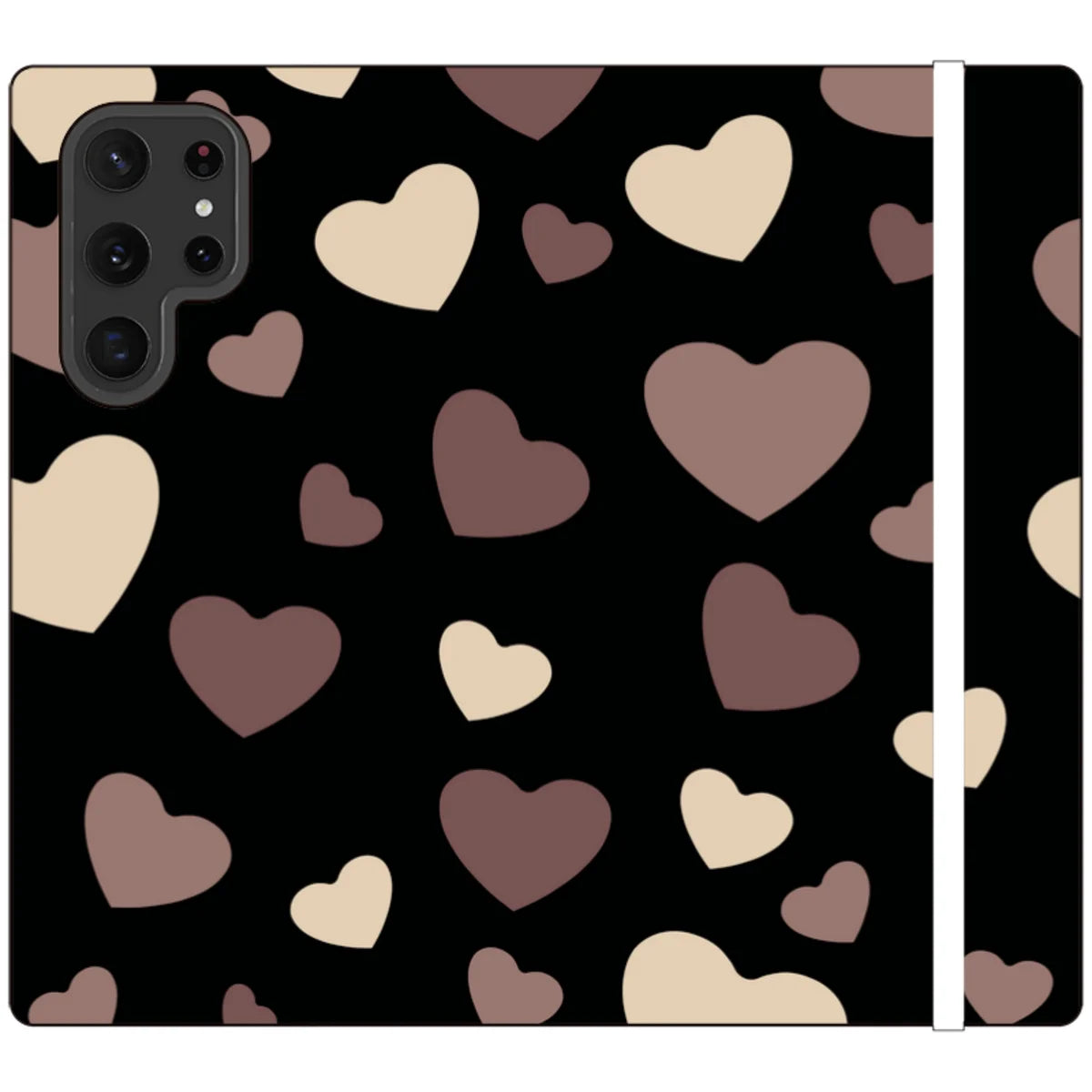 White & Black Hearts Vegan Leather — S22 Ultra Wallet Case — Finnaij