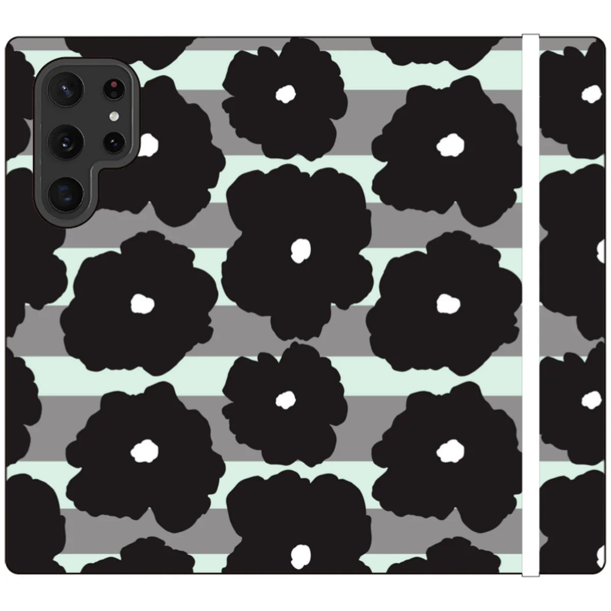Bold Floral Black — S22 Ultra Wallet Case — Finnaij