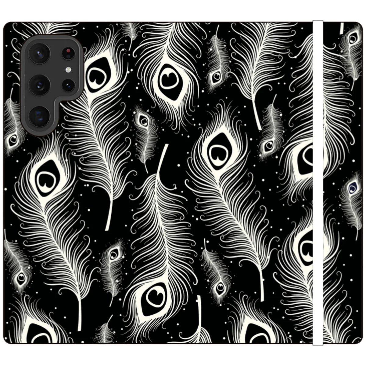 Feathers in Bloom Black — S22 Ultra Wallet Case — Finnaij