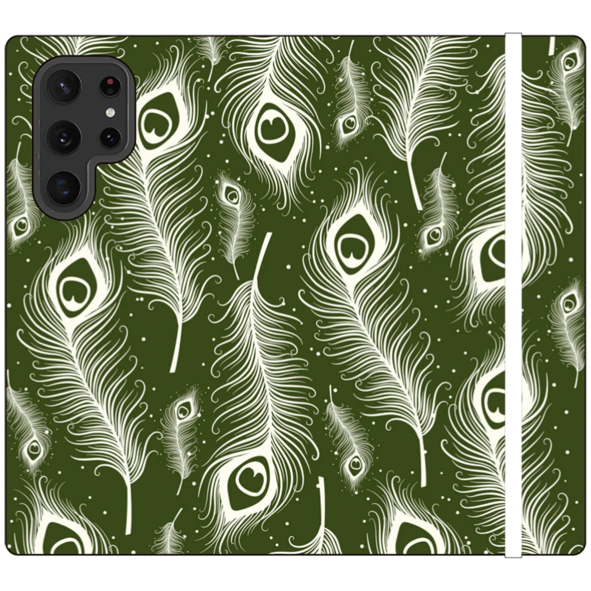 Feathers in Bloom Army Green — S22 Ultra Wallet Case — Finnaij
