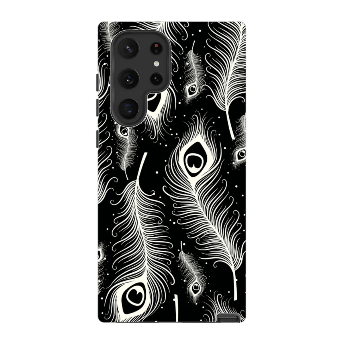 Feathers in Bloom Black — S22 Ultra Tough Case — Finnaij