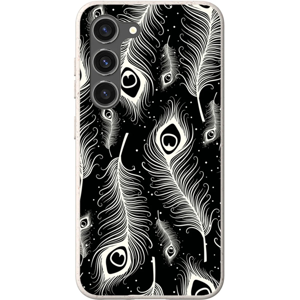 Feathers in Bloom Black — S23 Samsung Galaxy Bio-degradable Case — Finnaij
