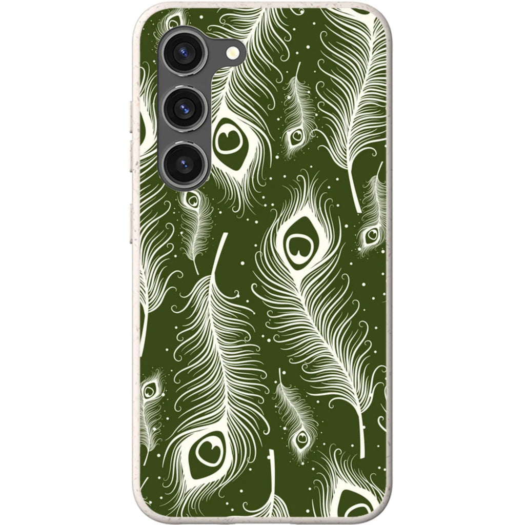 Feathers in Bloom Army Green — S23 Samsung Galaxy Bio-degradable Case — Finnaij