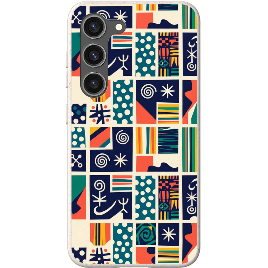 Coastal Indigo Tiles by Ada Okoye — S23 Samsung Galaxy Bio-degradable Case — Finnaij