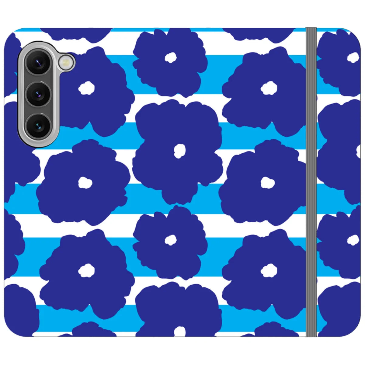 Bold Floral Blue Vegan Leather — S23 Wallet Case — Finnaij