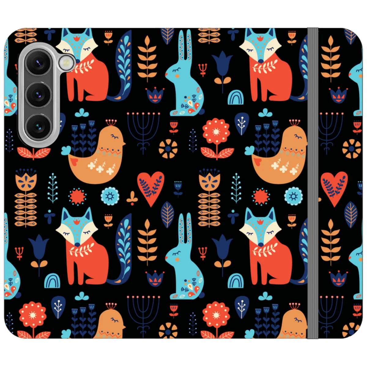 Nordic Ornament Black Vegan Leather — S23 Wallet Case — Finnaij