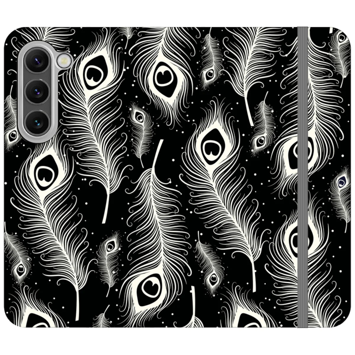 Feathers in Bloom Black — S23 Wallet Case — Finnaij