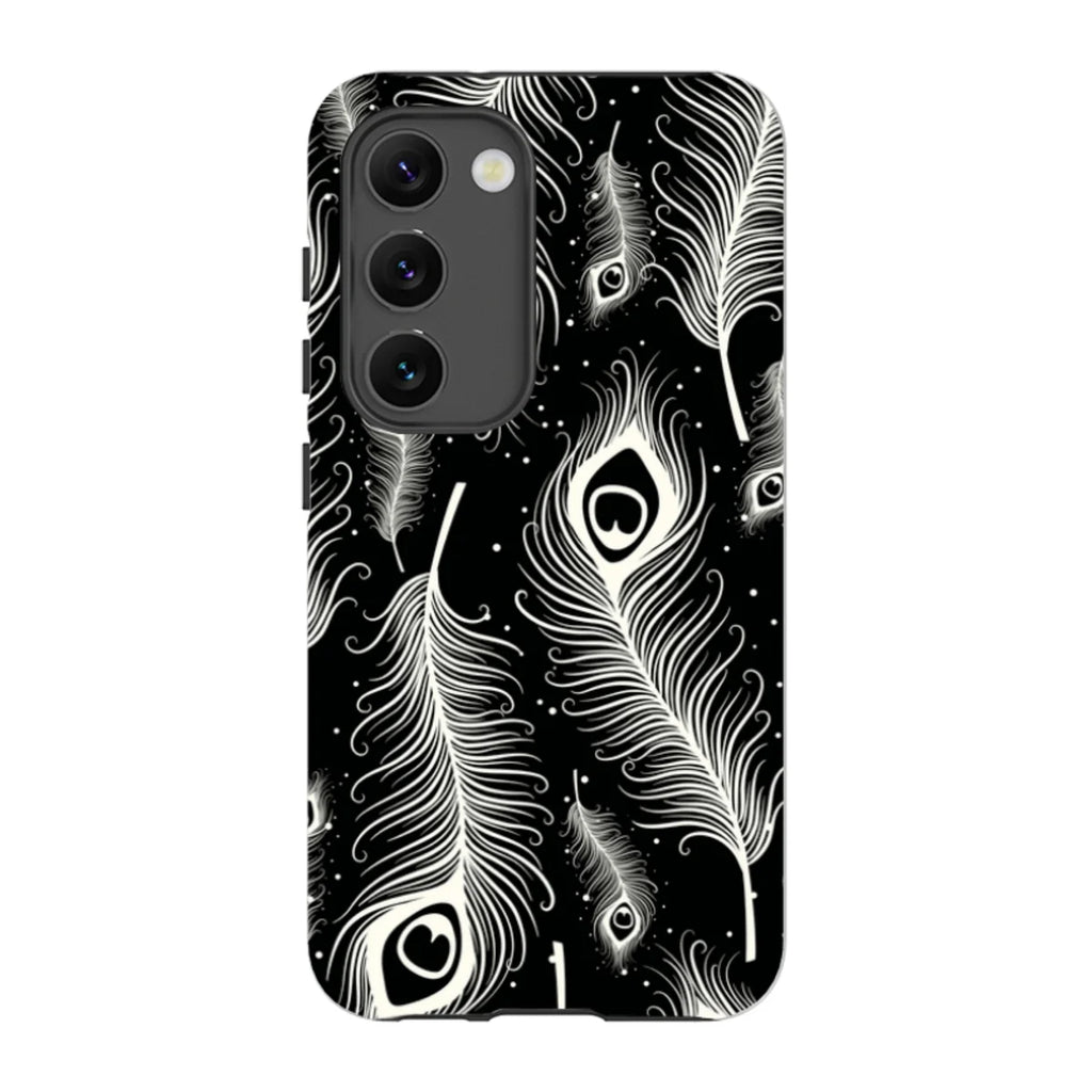 Feathers in Bloom Black — S23 Tough Case — Finnaij