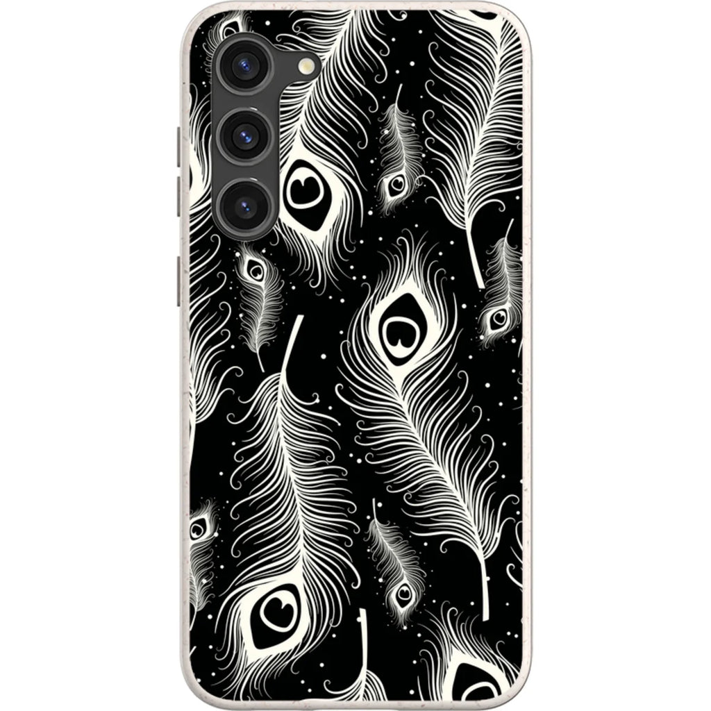 Feathers in Bloom Black — S23 Plus Samsung Galaxy Bio-degradable Case — Finnaij