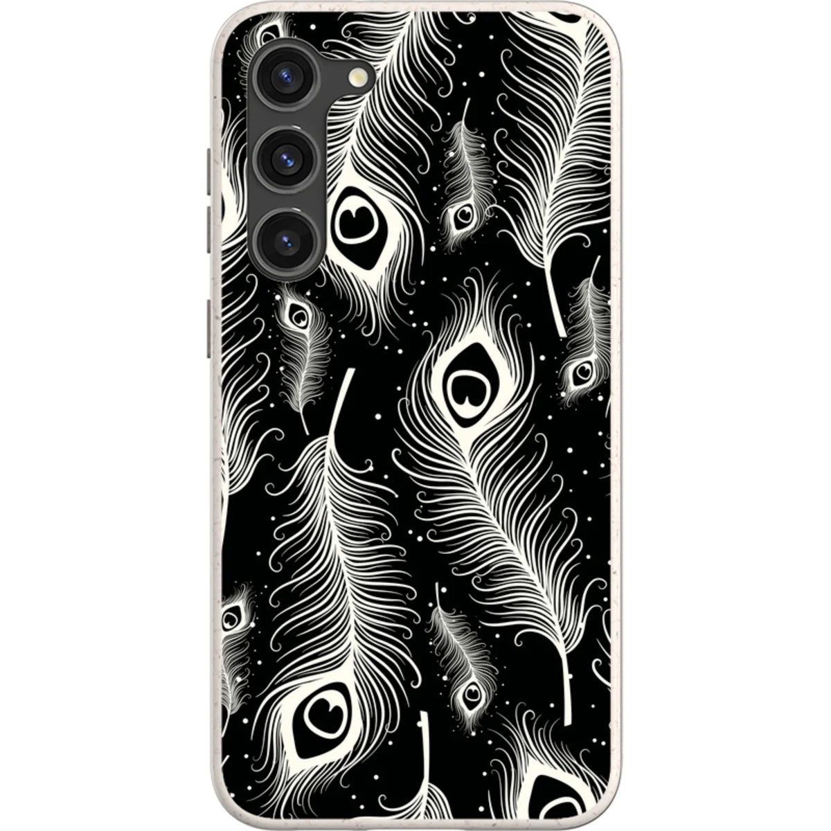 Feathers in Bloom Black — S23 Plus Samsung Galaxy Bio-degradable Case — Finnaij