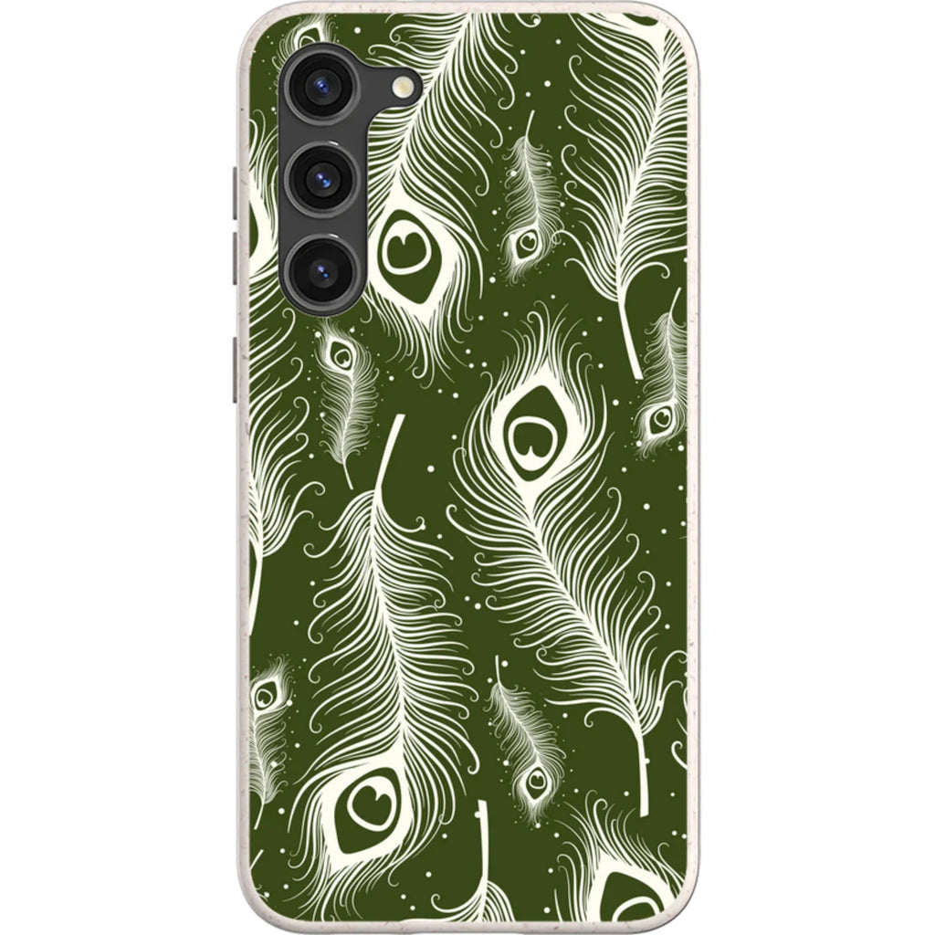 Feathers in Bloom Army Green — S23 Plus Samsung Galaxy Bio-degradable Case — Finnaij