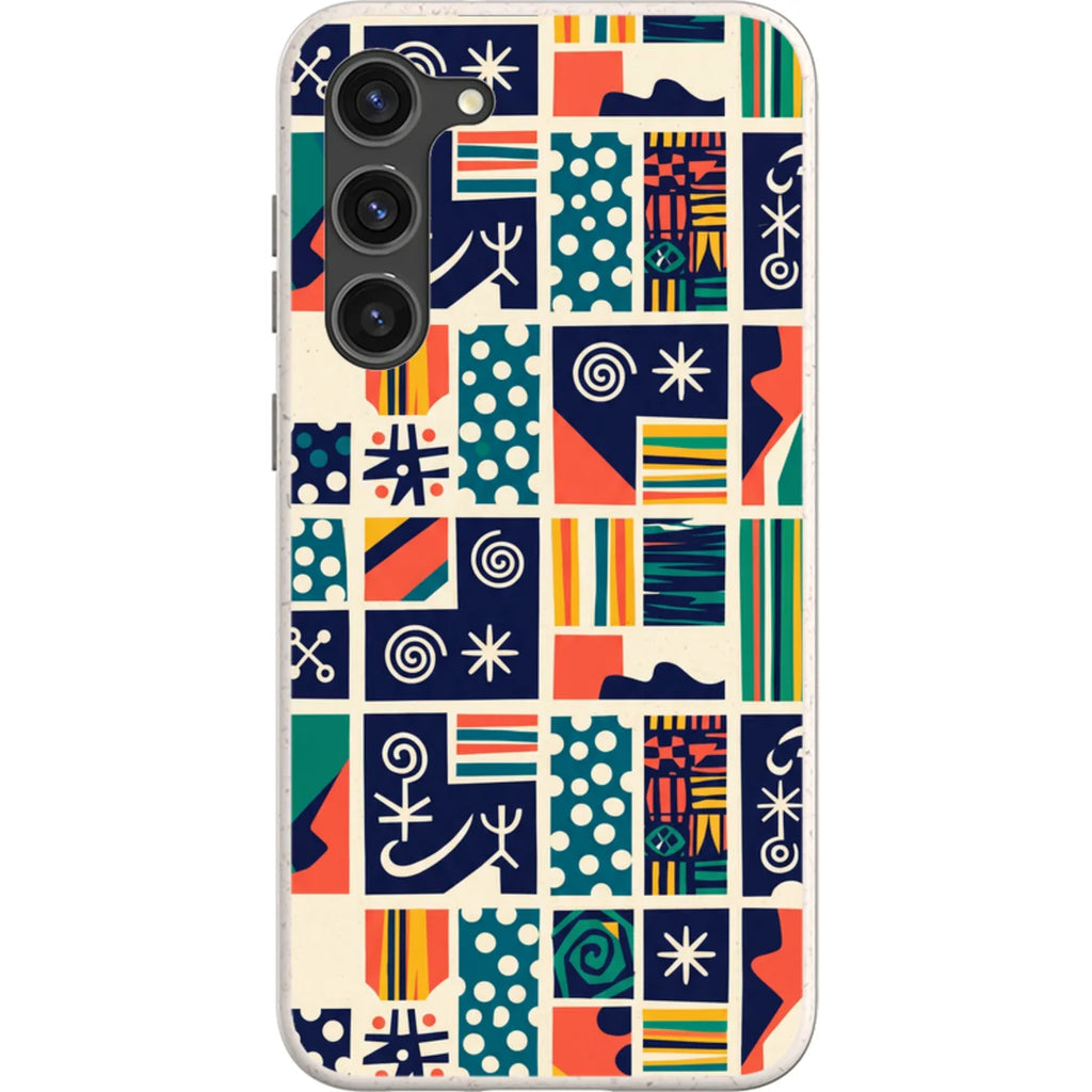 Coastal Indigo Tiles by Ada Okoye — S23 Plus Samsung Galaxy Bio-degradable Case — Finnaij