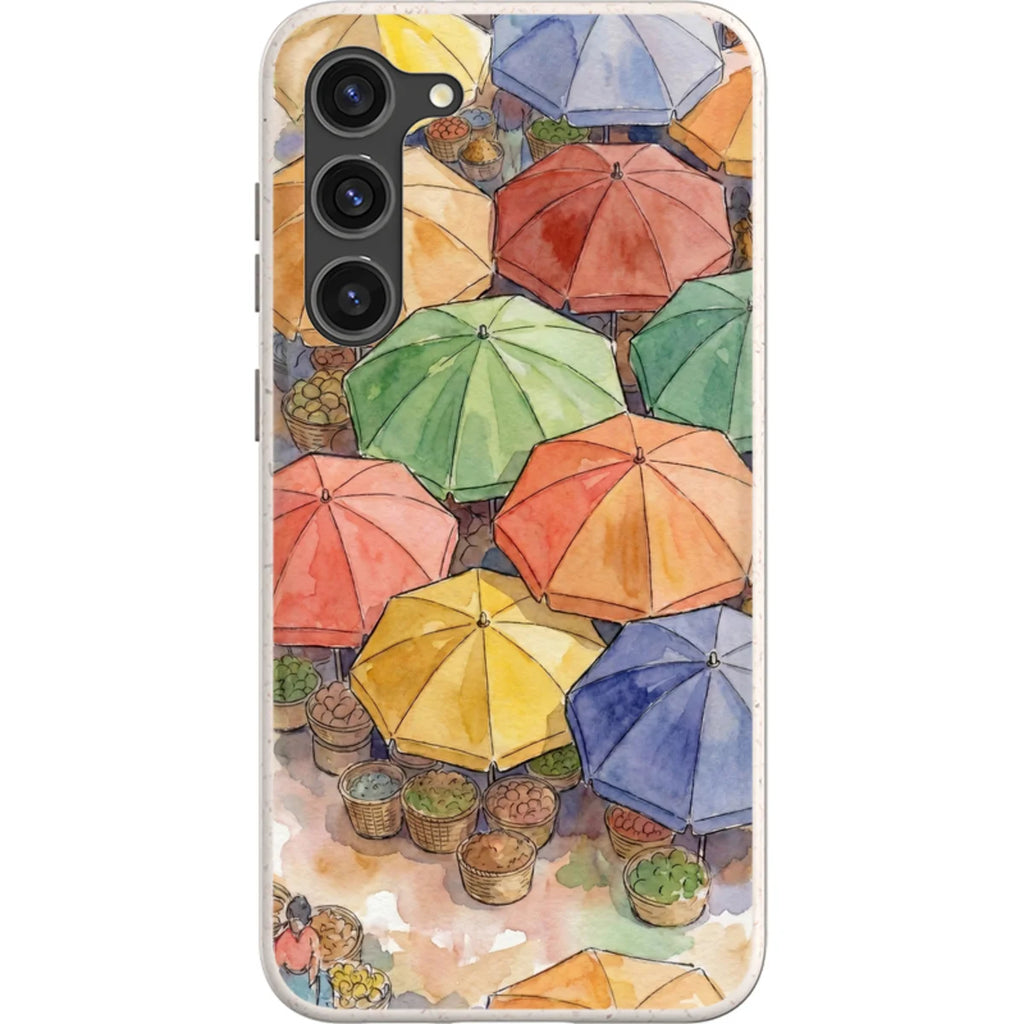 Market Umbrellas from Above by Tobi Akinyemi — S23 Plus Samsung Galaxy Bio-degradable Case — Finnaij