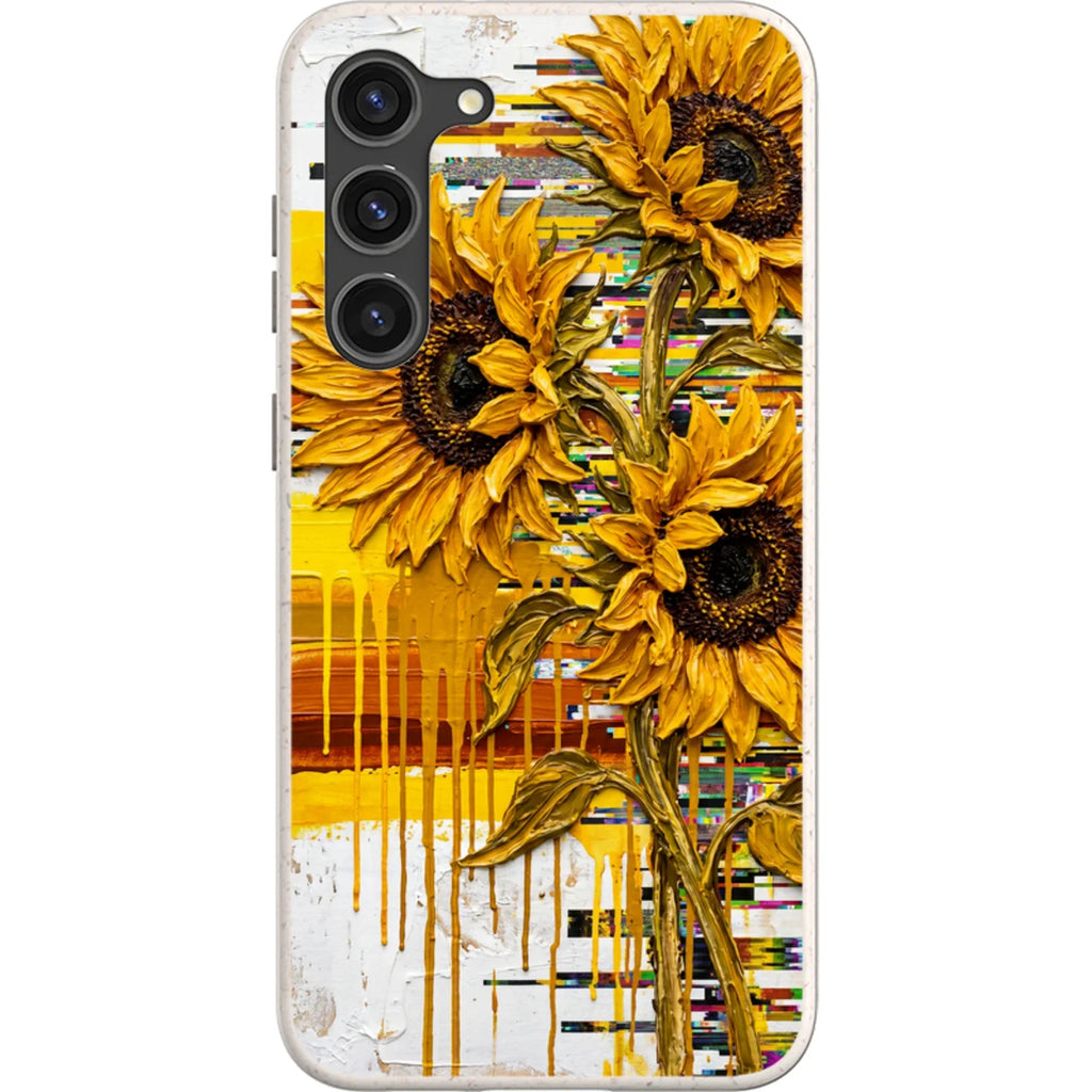 Sunflowers with Abstract Golden Chaos by Frida Lövström — S23 Plus Samsung Galaxy Bio-degradable Case — Finnaij
