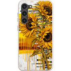 Sunflowers with Abstract Golden Chaos by Frida Lövström — S23 Plus Samsung Galaxy Bio-degradable Case — Finnaij