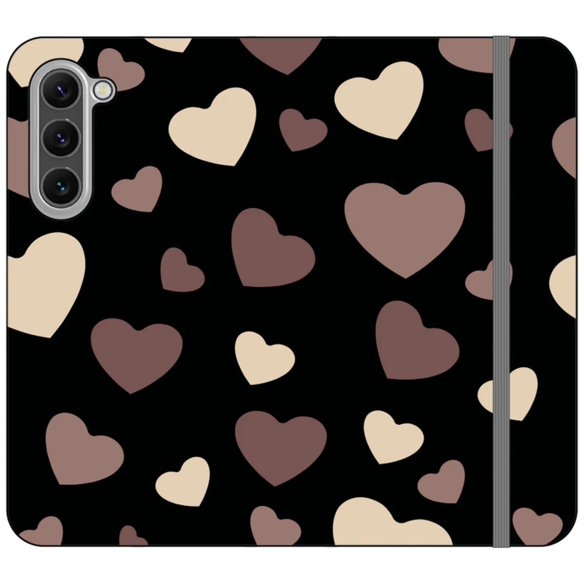 White & Black Hearts Vegan Leather — S23 Plus Wallet Case — Finnaij