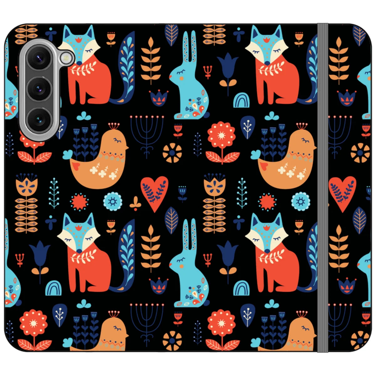 Nordic Ornament Black Vegan Leather — S23 Plus Wallet Case — Finnaij