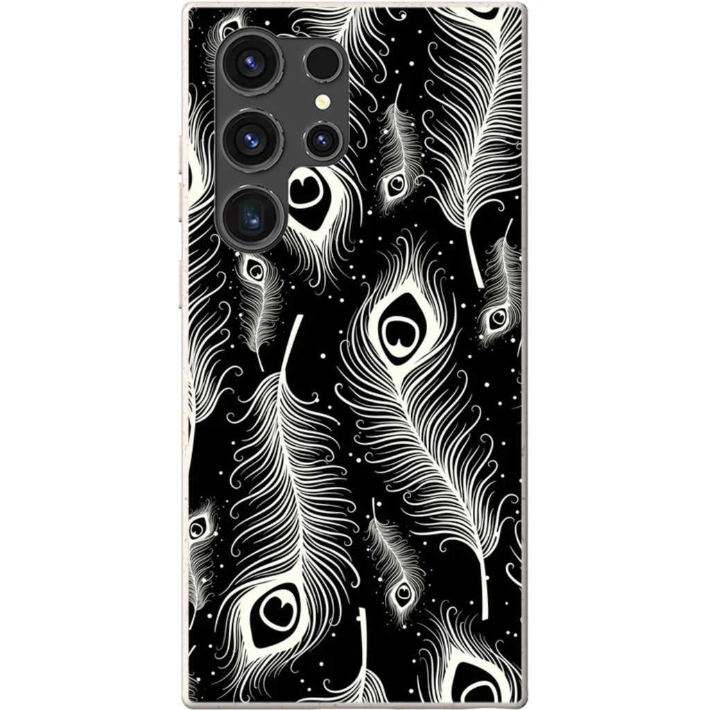 Feathers in Bloom Black — S23 Ultra Samsung Galaxy Bio-degradable Case — Finnaij