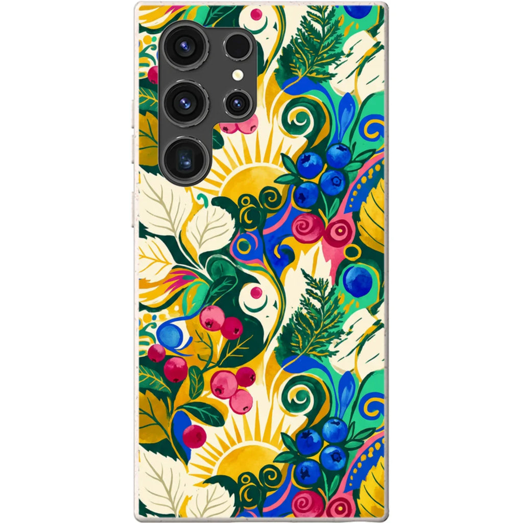 Berry Meadow Glow by Aino Kallio — S23 Ultra Samsung Galaxy Bio-degradable Case — Finnaij